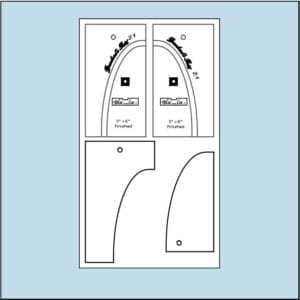 A drawing of two sections of a door.
