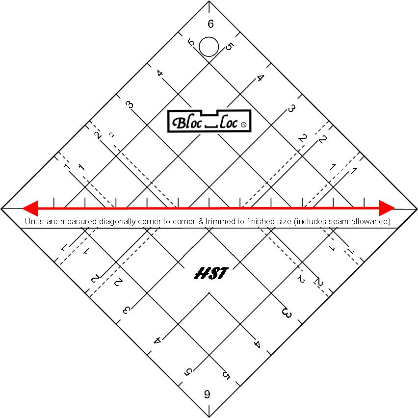 Bloc Loc Half Square Triangle Square up Ruler Size 1.5 Inch X 1.5