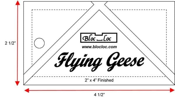 A picture of the back side of a flying geese ruler.