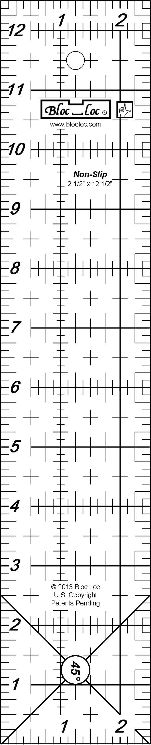 Non-Slip 2.5” x 12.5” LH Ruler
