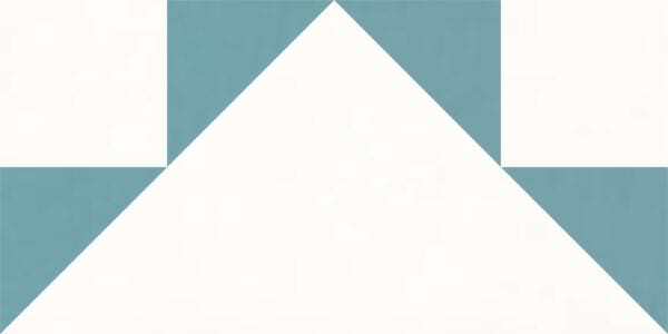 A white and blue triangle with a light blue background.