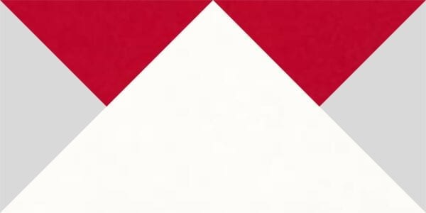 A red and white triangle with the top half of it.