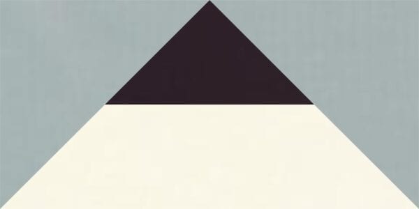 A black and white triangle with blue background