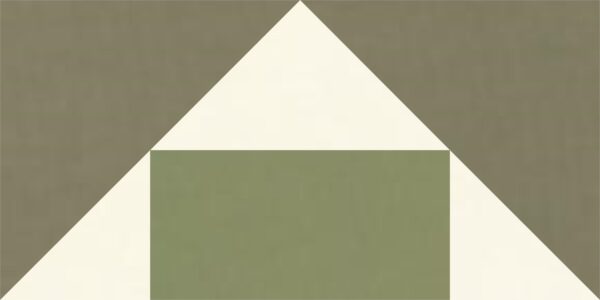 A green and white triangle with a white center.