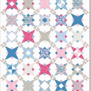 A quilt with different colored stars on it.