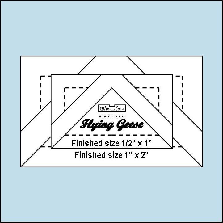 A flying geese quilt block pattern is shown.